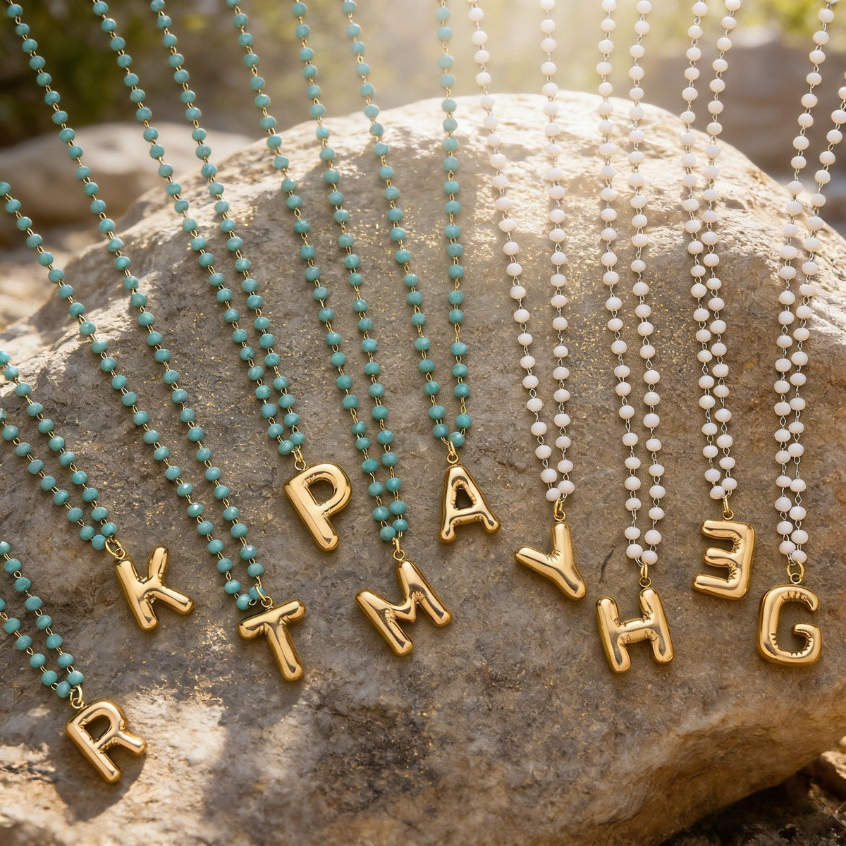Beaded Initial Letter Necklace