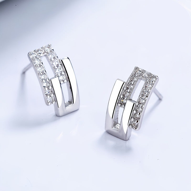 Crystal Square Link Earrings