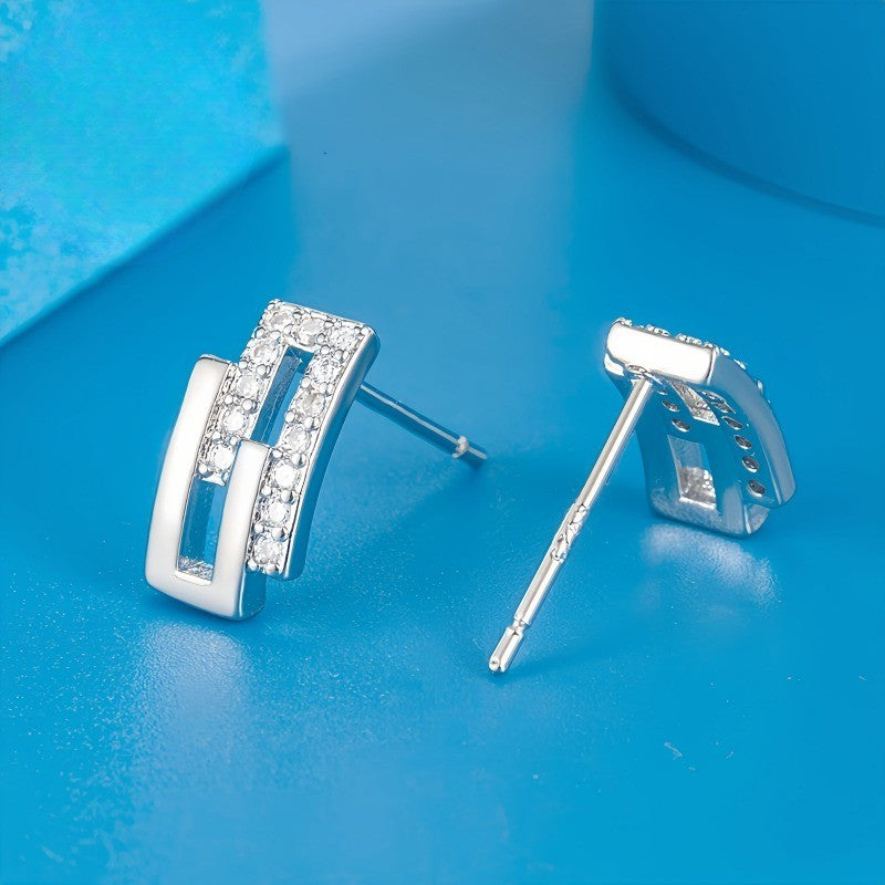 Crystal Square Link Earrings