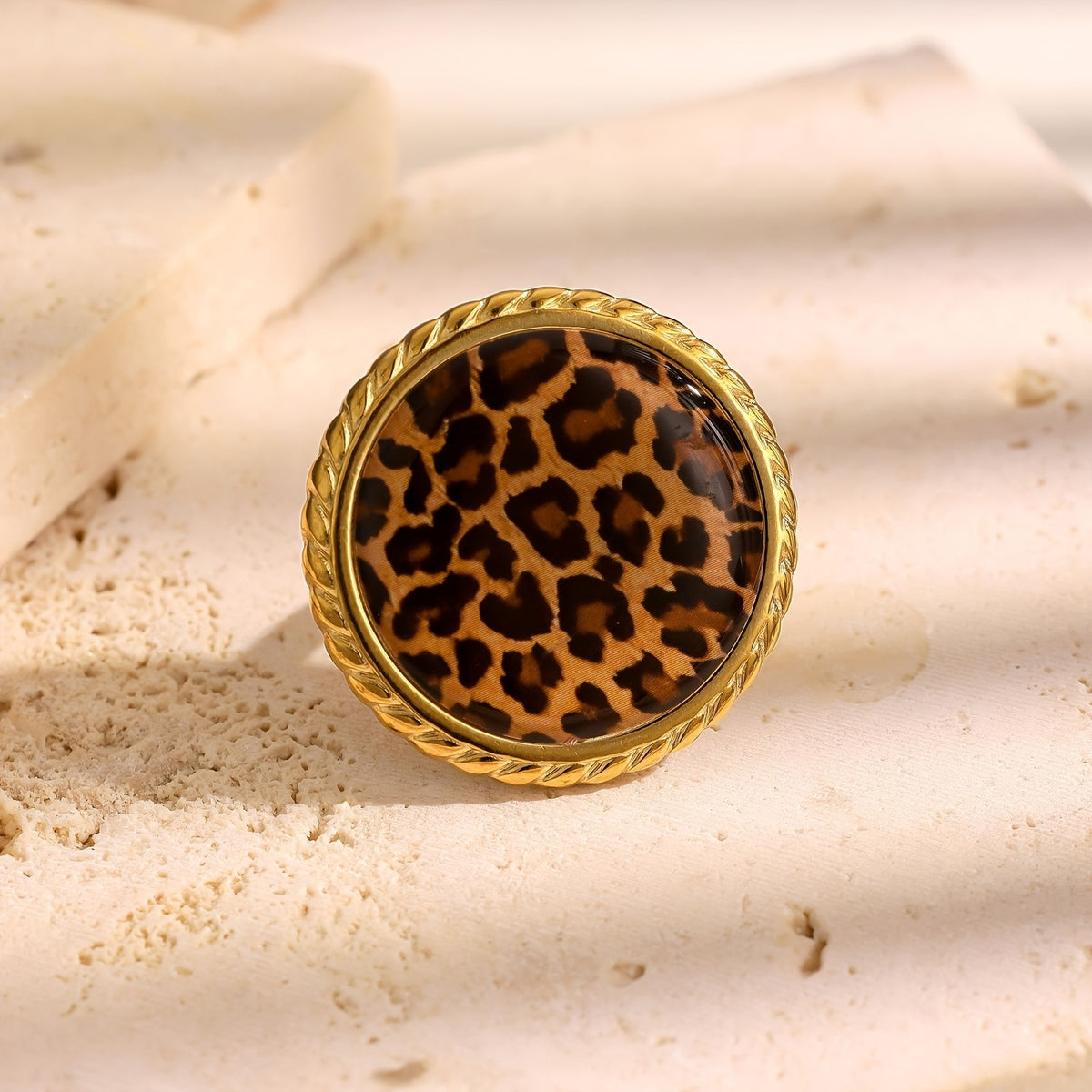 Leopard Print Rope Edge Ring
