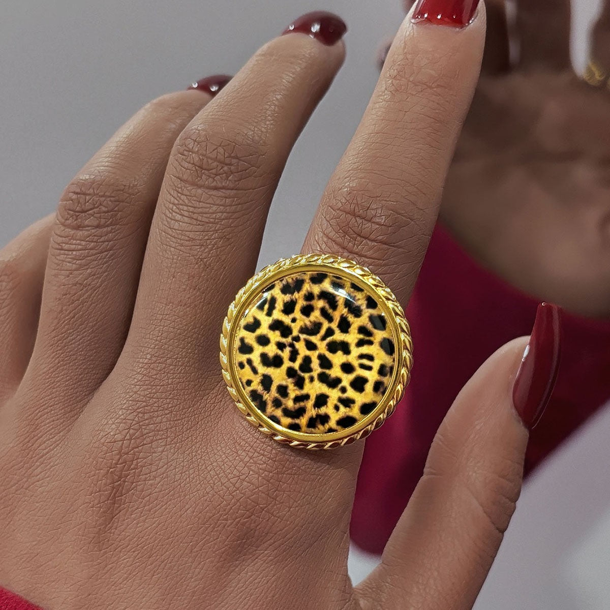 Leopard Print Rope Edge Ring