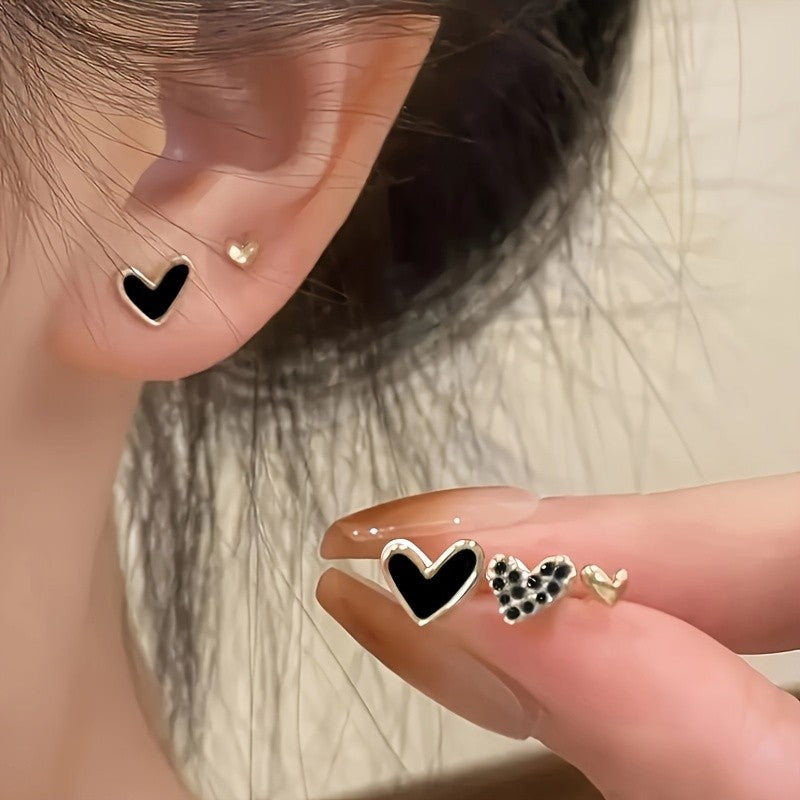 6pc Mixed Heart Stud Earring Set