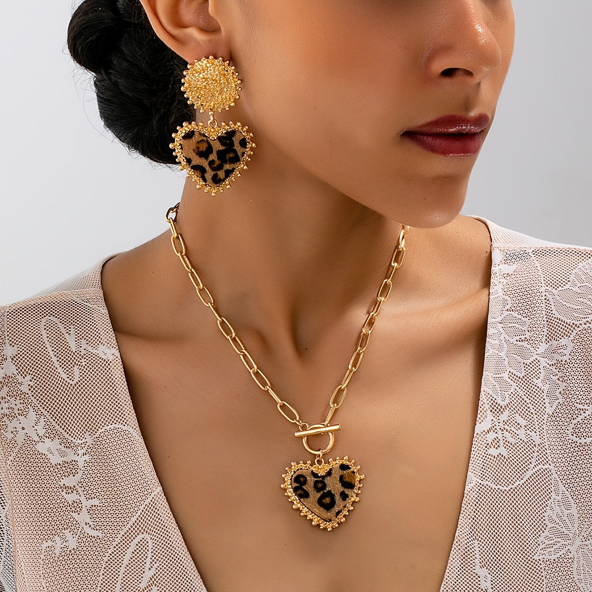 Leopard Heart Jewelry Set