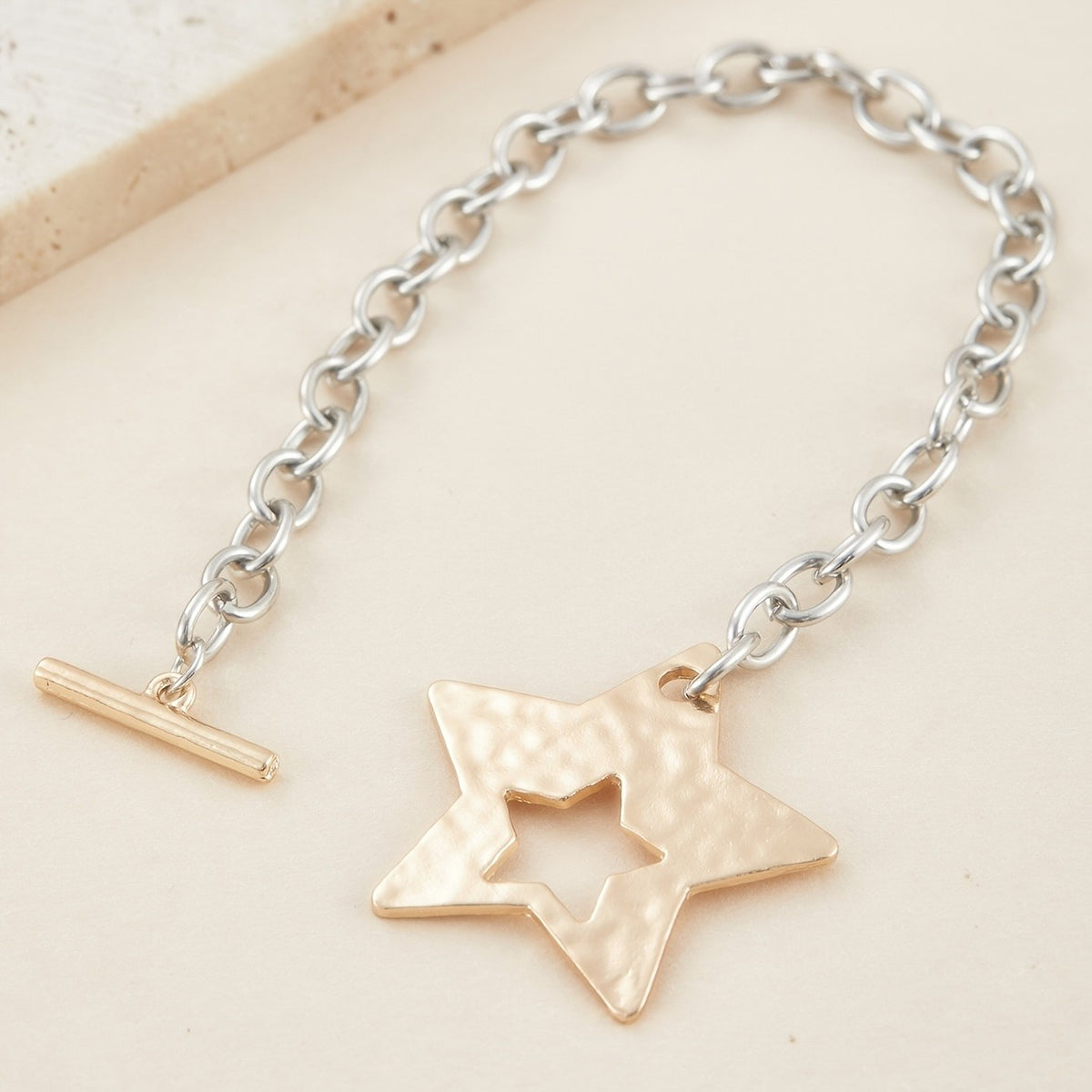 Hammered Star Cutout Bracelet
