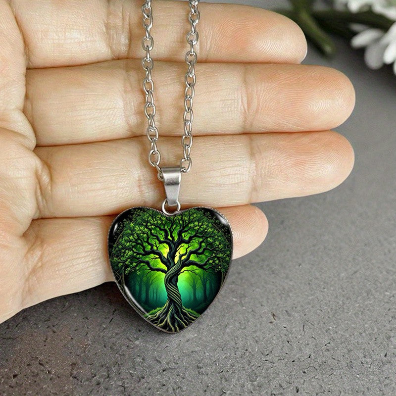 Green Tree Heart Necklace