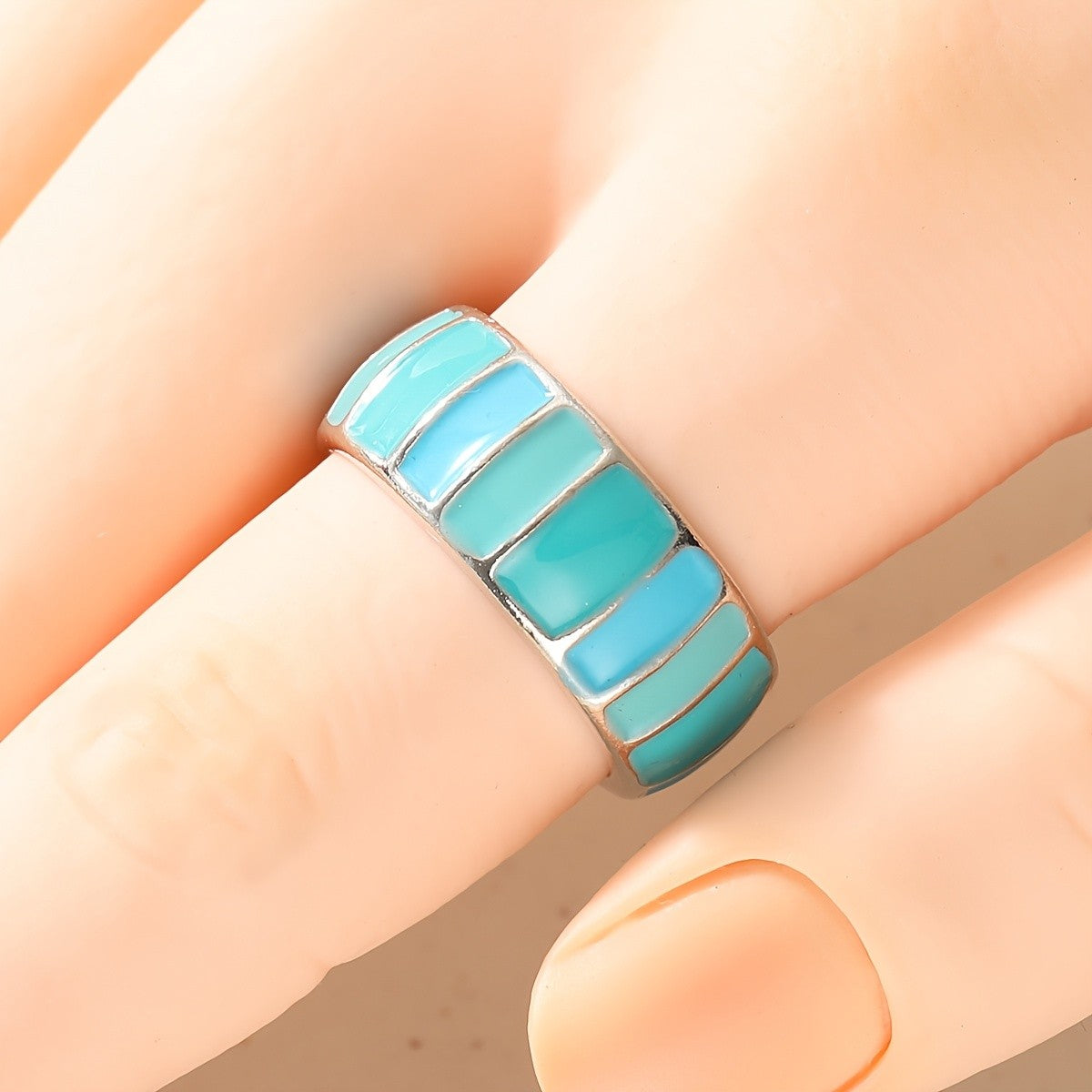 Turquoise Mosaic Band Ring