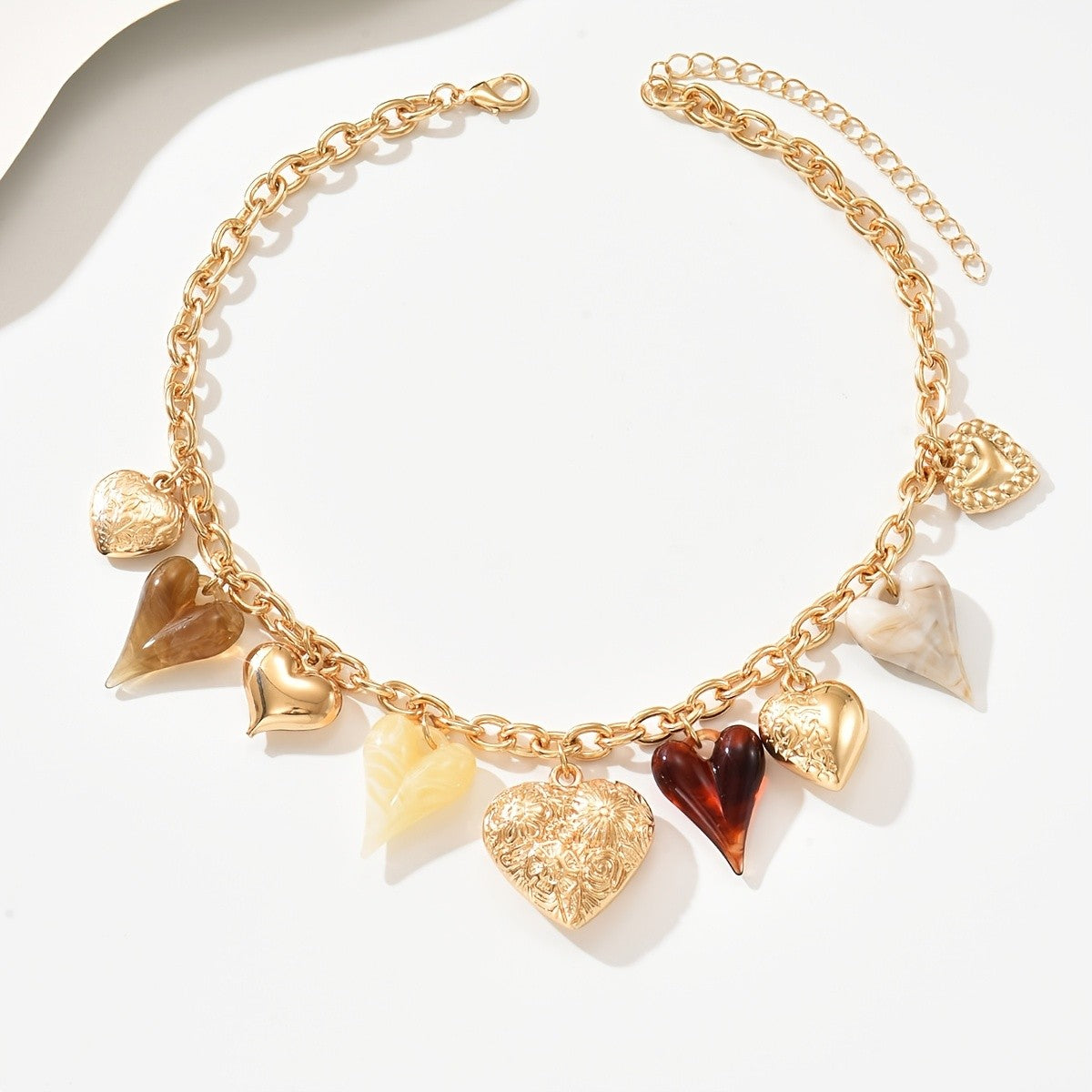 Mixed Resin Heart Charm Necklace