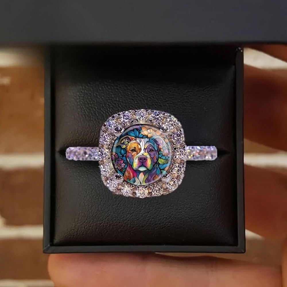 Colorful Dog Portrait Ring