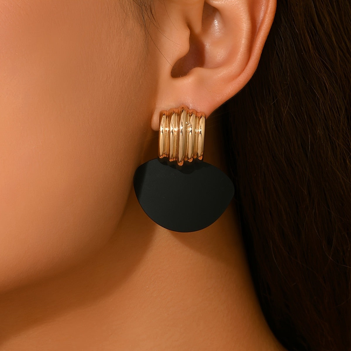 Black Disc Hoop Earrings