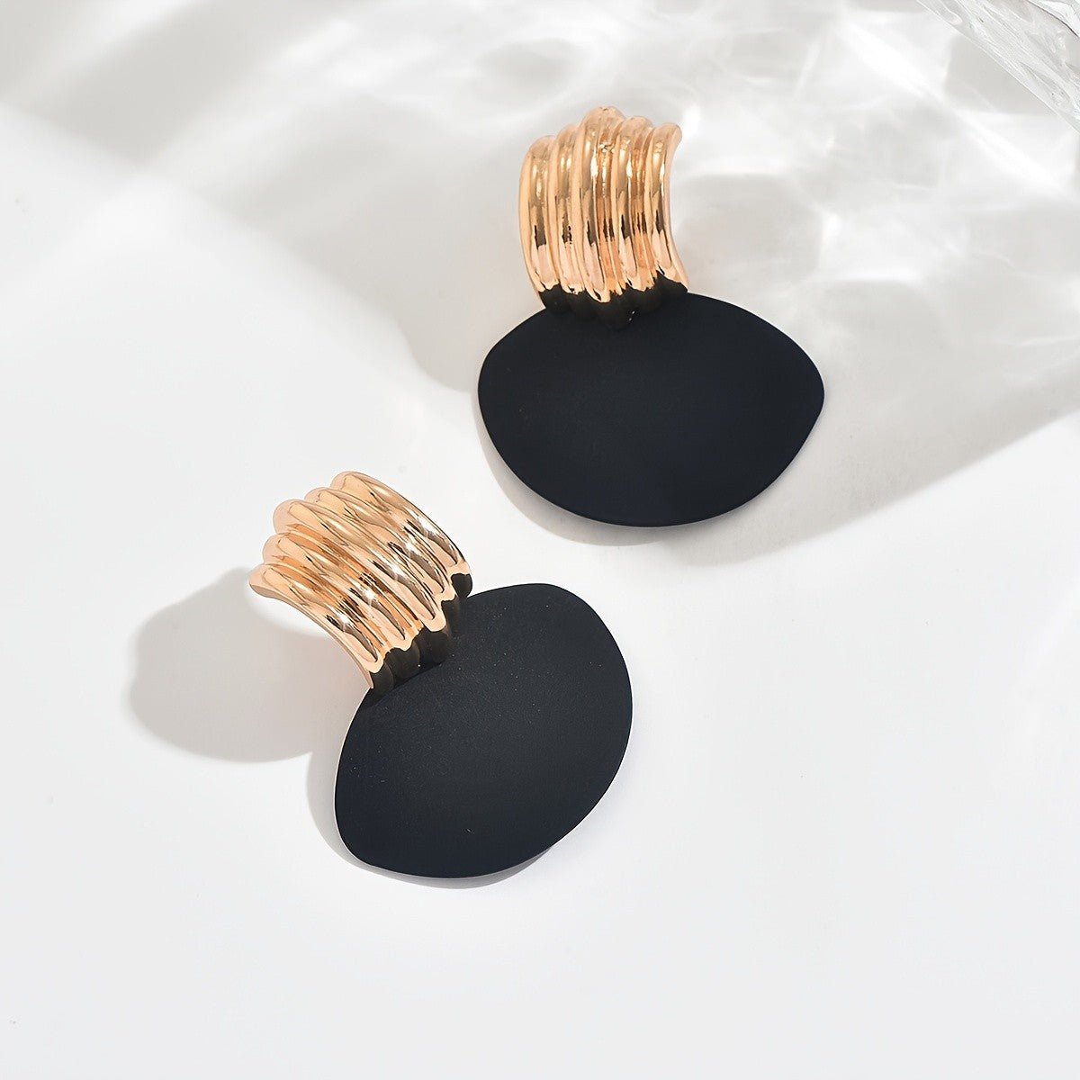 Black Disc Hoop Earrings