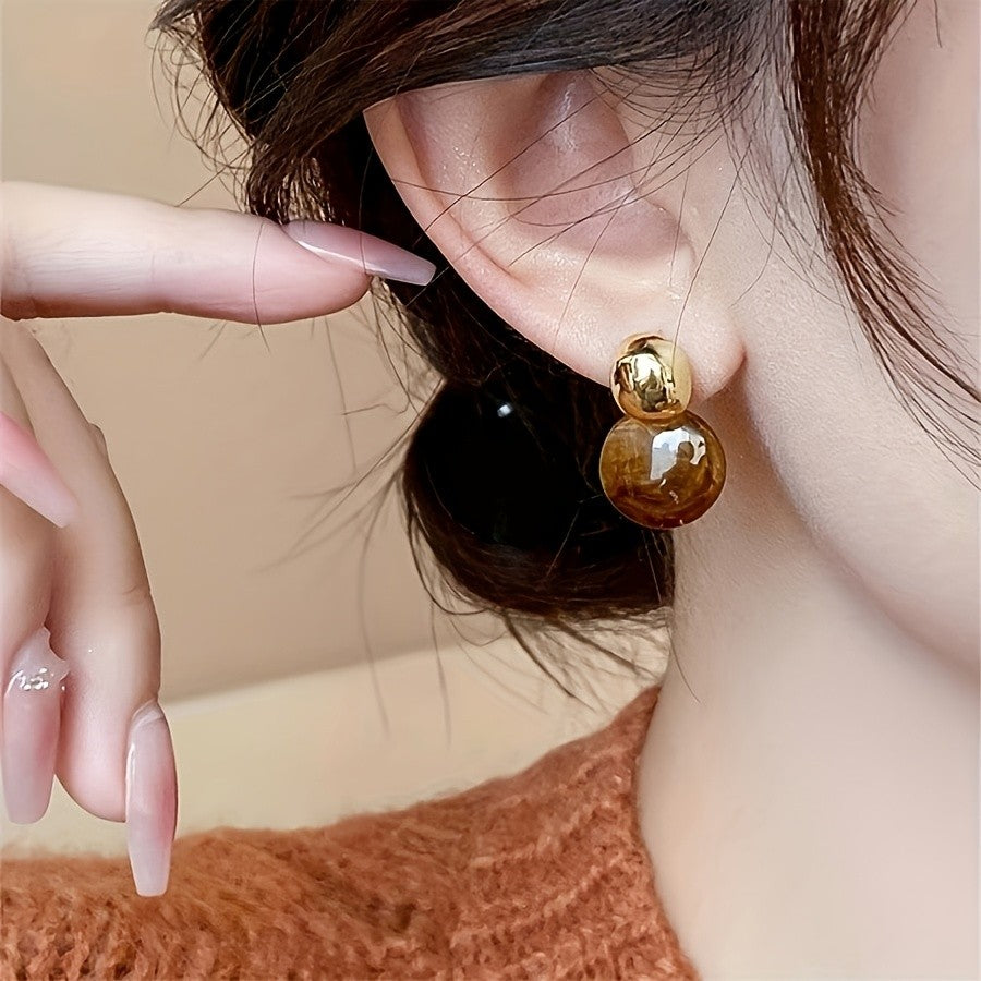 Amber Resin Drop Earrings