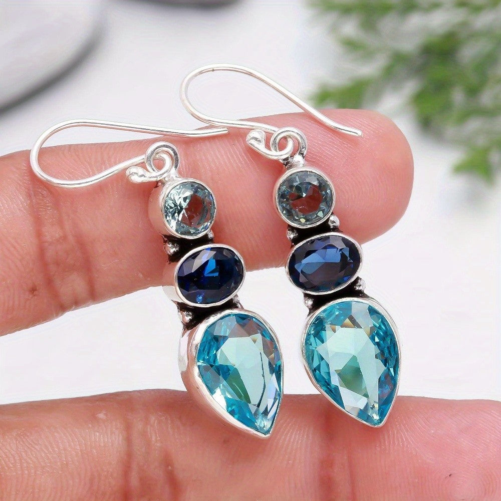 Blue & Teal Mosaic Cascade Earrings