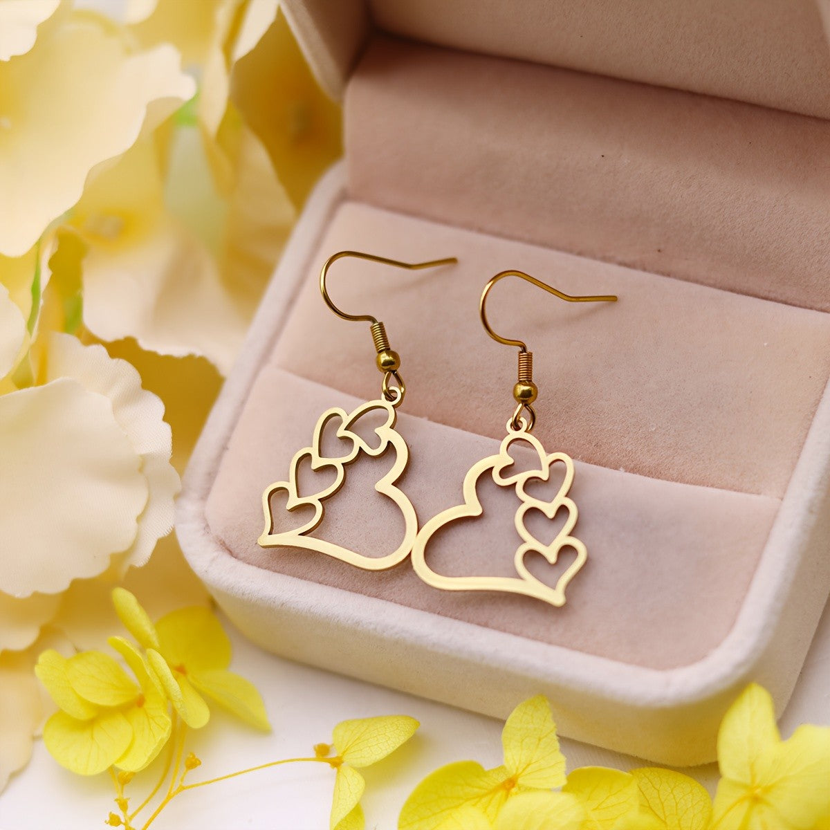 Cluster Heart Drop Earrings