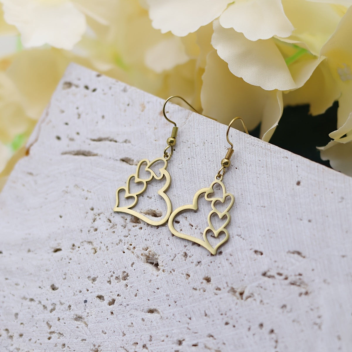 Cluster Heart Drop Earrings