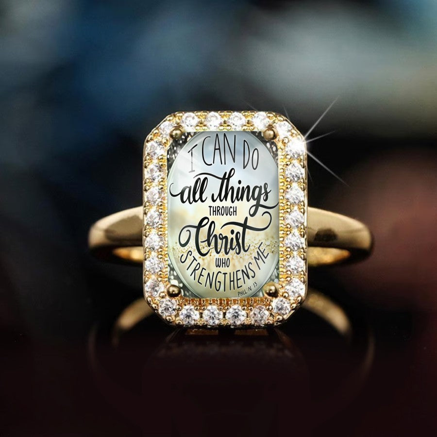 Scripture Pave Rectangle Ring