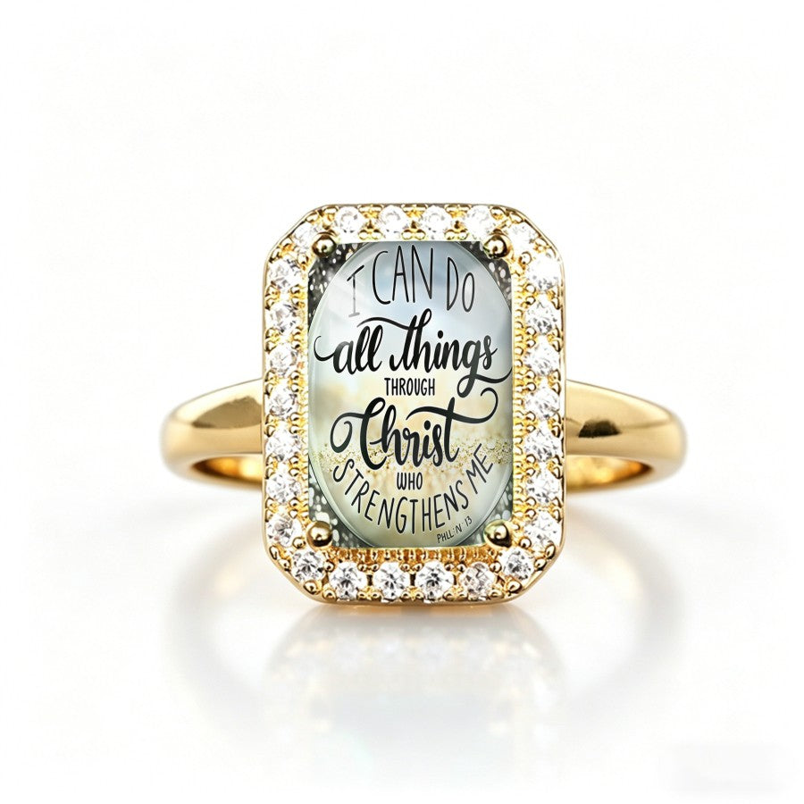 Scripture Pave Rectangle Ring