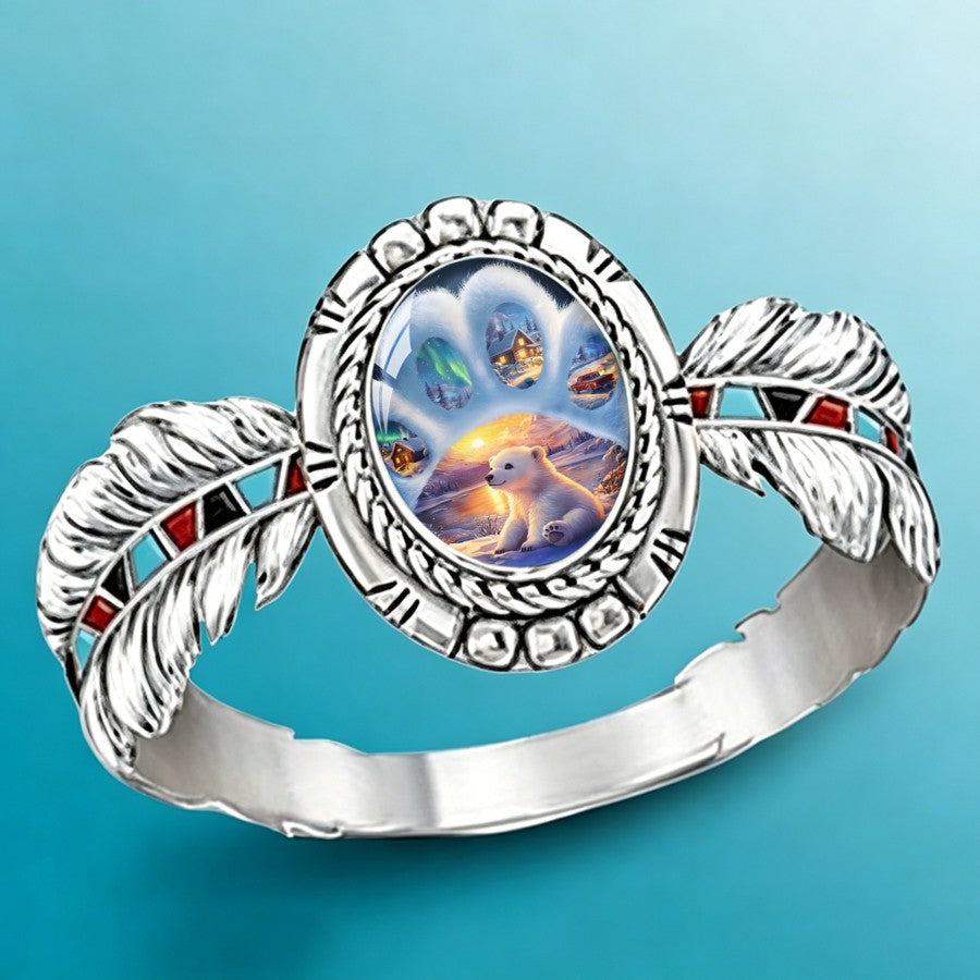 Polar Bear Paw Print Ring