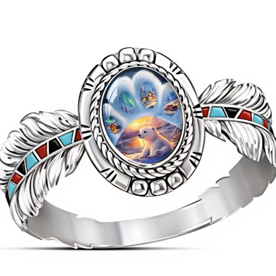Polar Bear Paw Print Ring