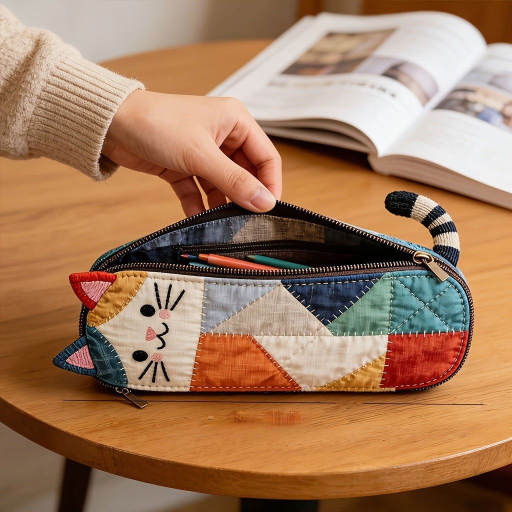 Patchwork Cat Pencil Case