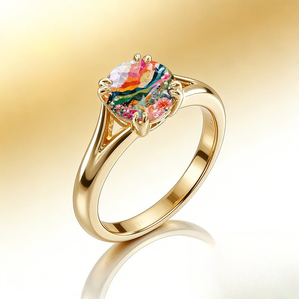 Mountain Floral Landscape Ring