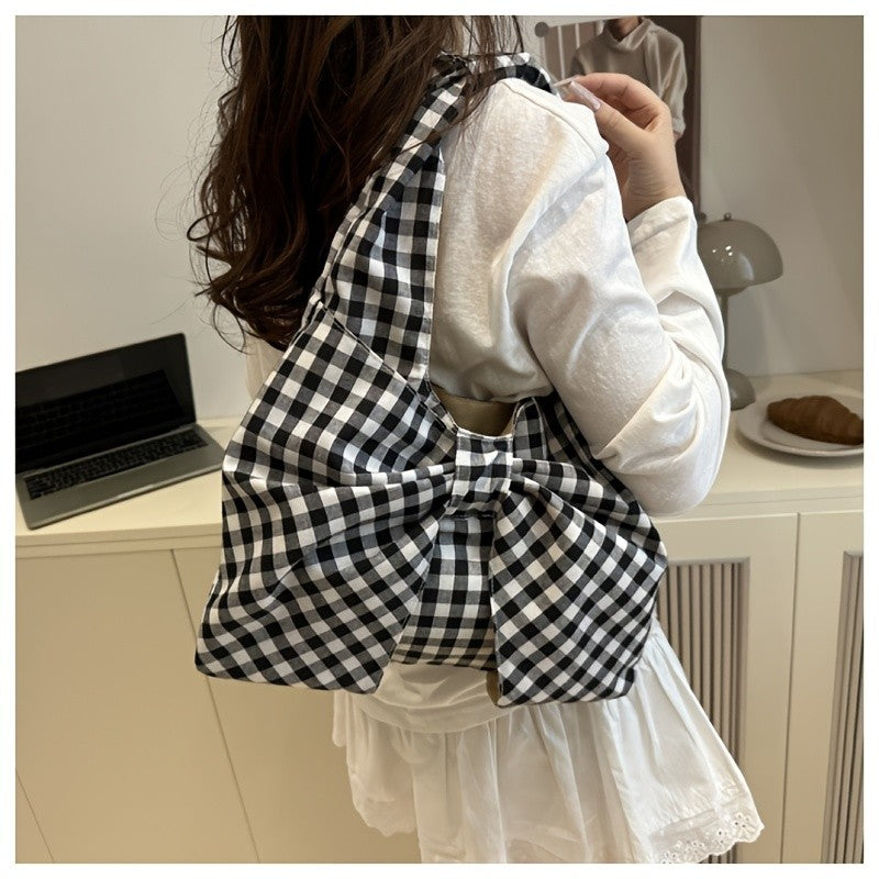 Plaid Bow Canvas Bag