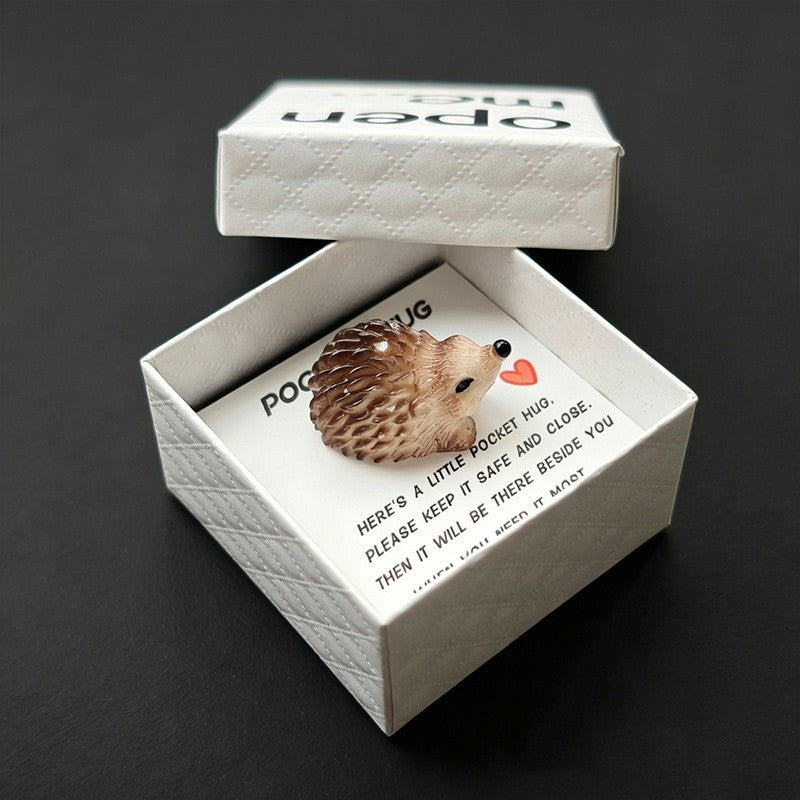 Resin Mini Hedgehog Pocket Hug Box