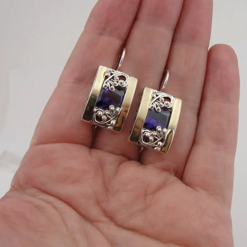 Purple Square Filigree Earrings