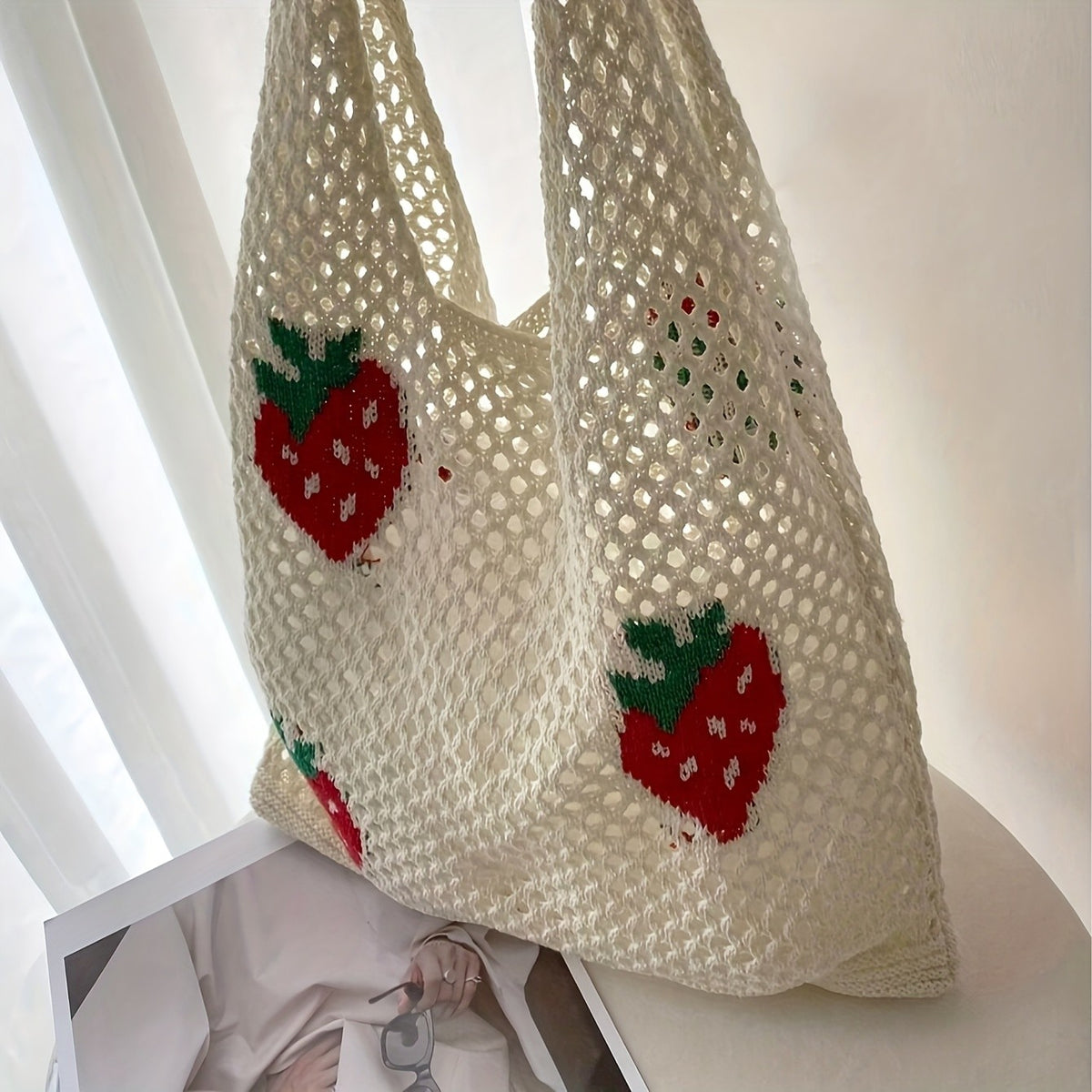 Strawberry Crochet Mesh Tote