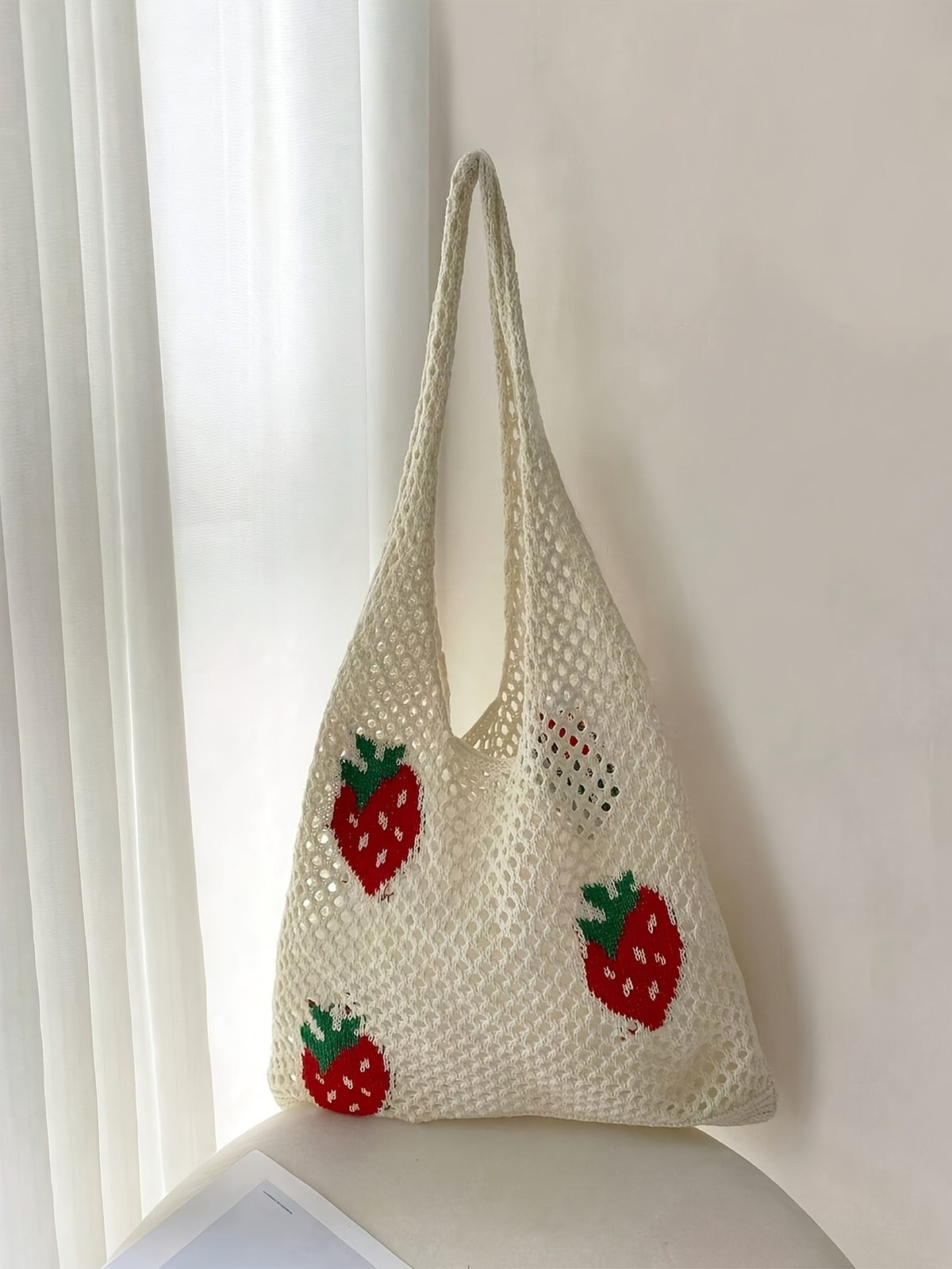 Strawberry Crochet Mesh Tote