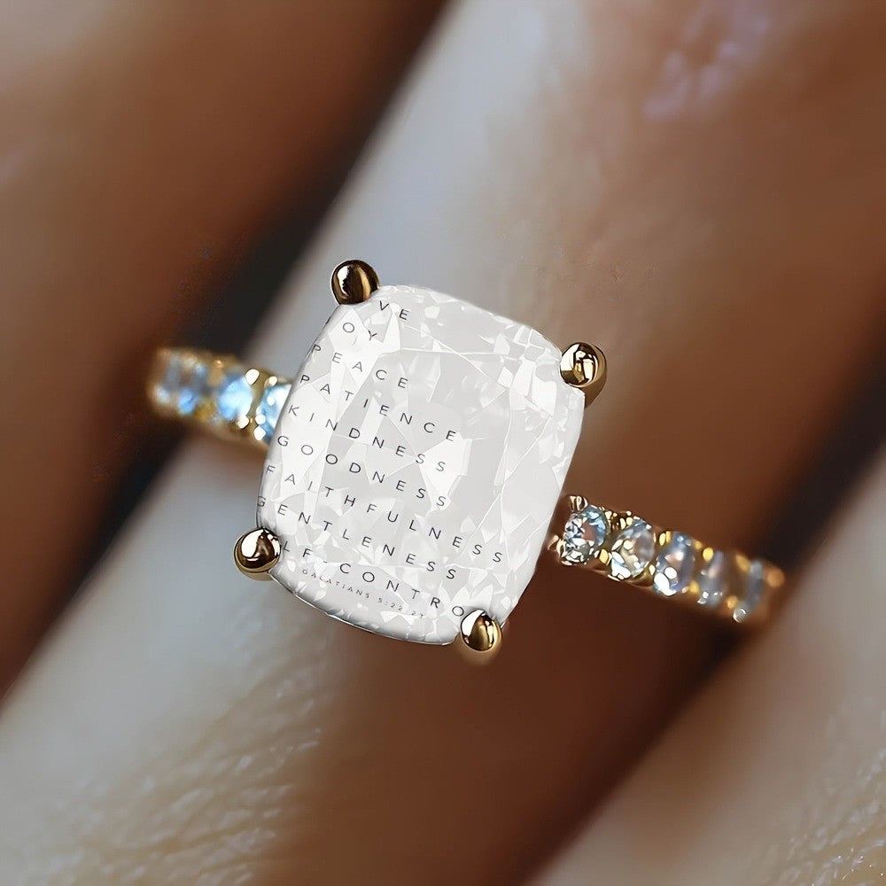 Square Faith Virtues Ring
