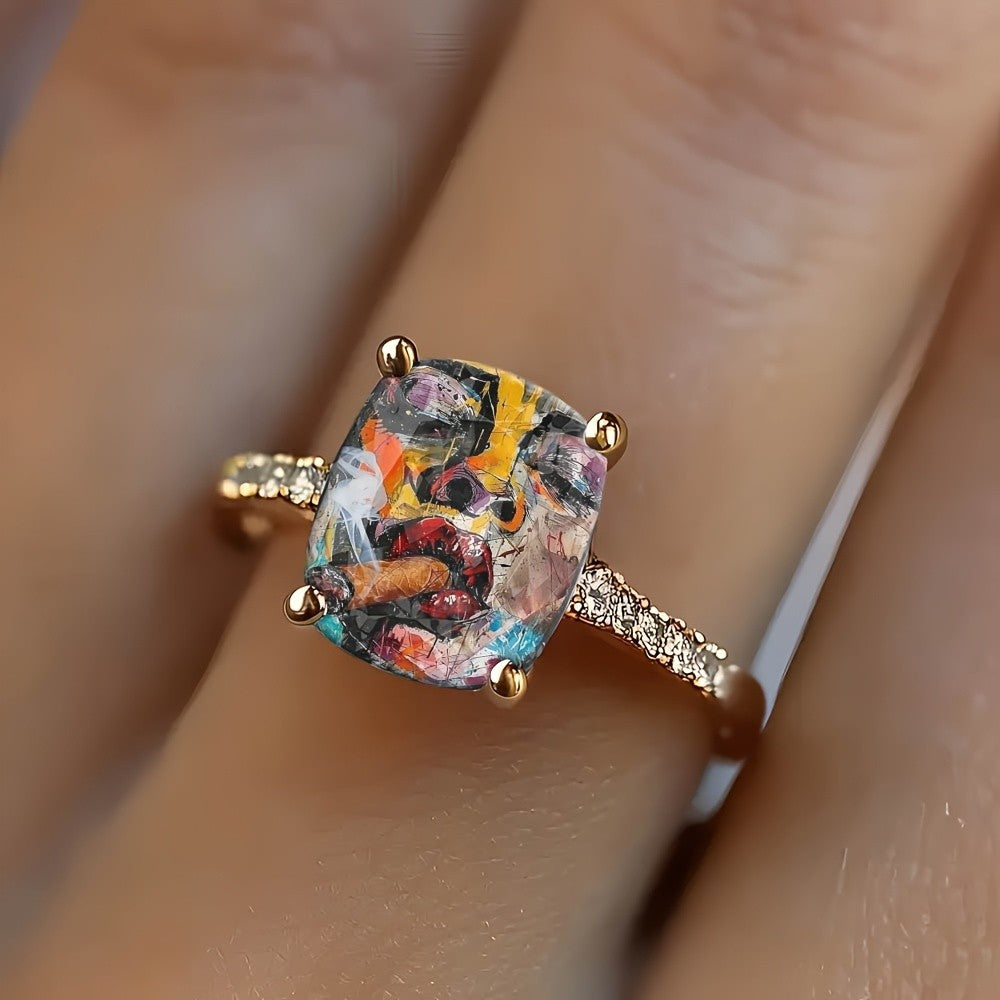 Abstract Portrait Square Ring