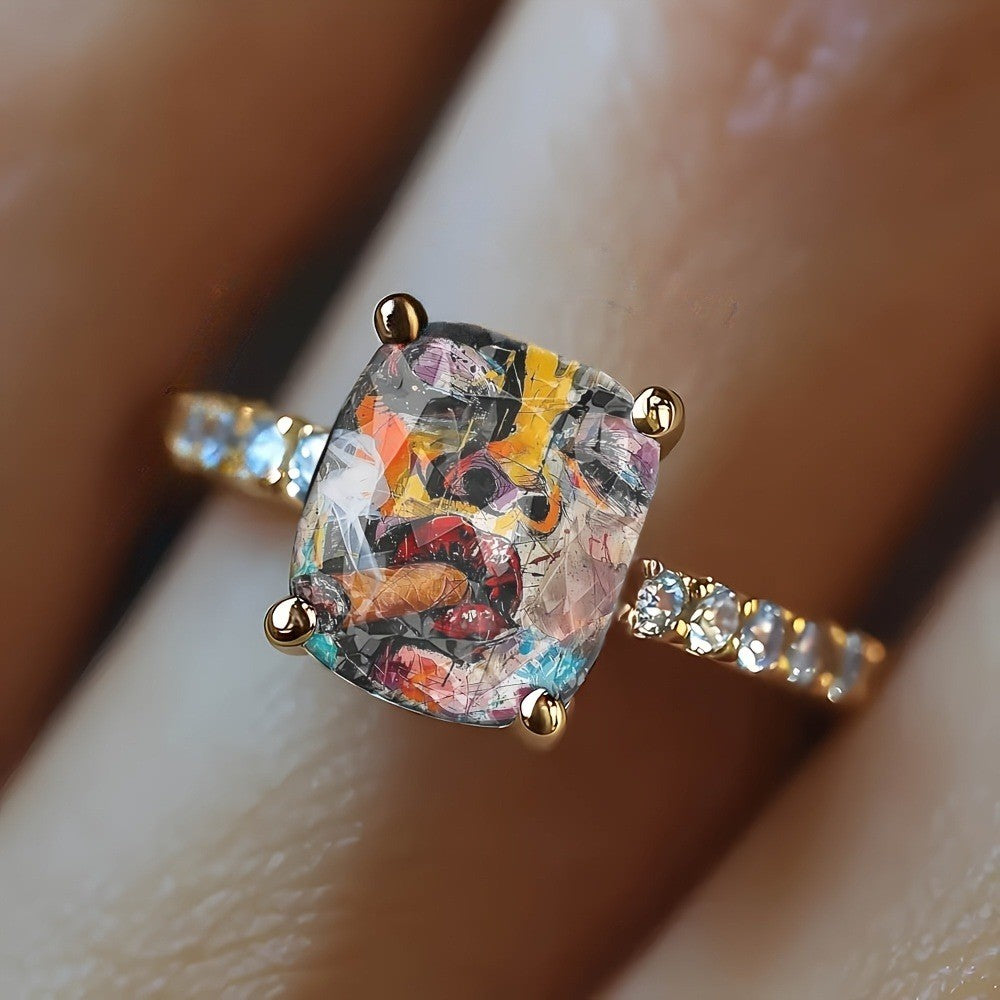 Abstract Portrait Square Ring