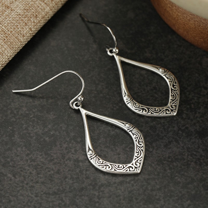 Carved Scrollwork Open Drop Earrings