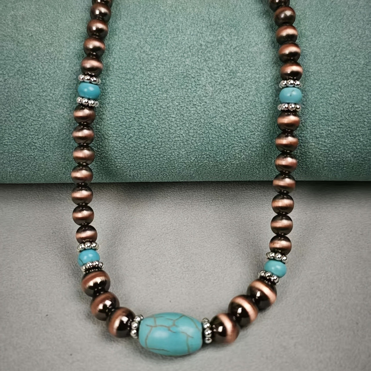 Turquoise Oval Bead Necklace