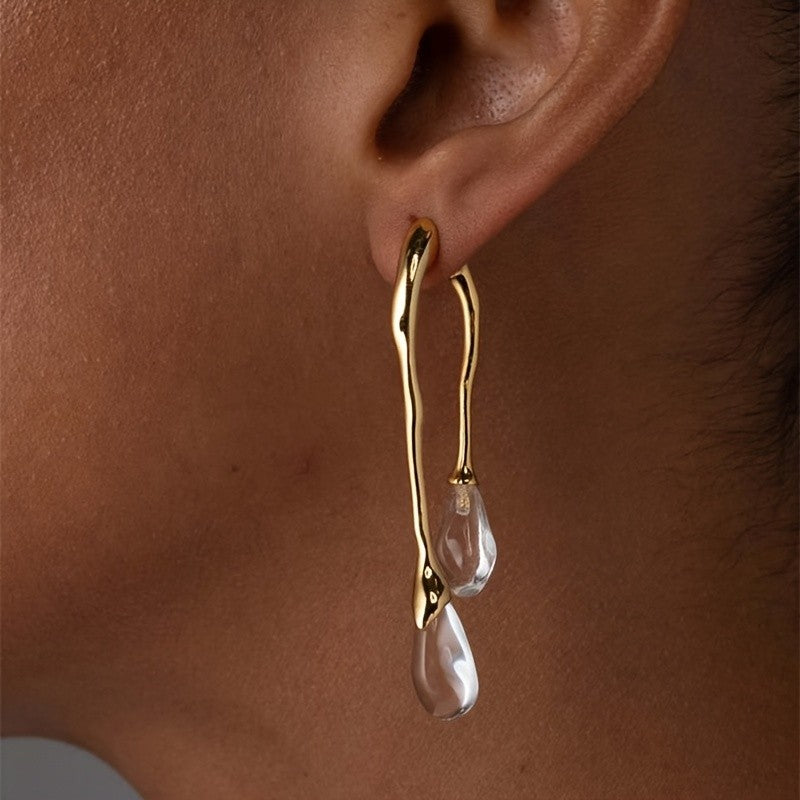 Irregular Crystal Drop Earrings