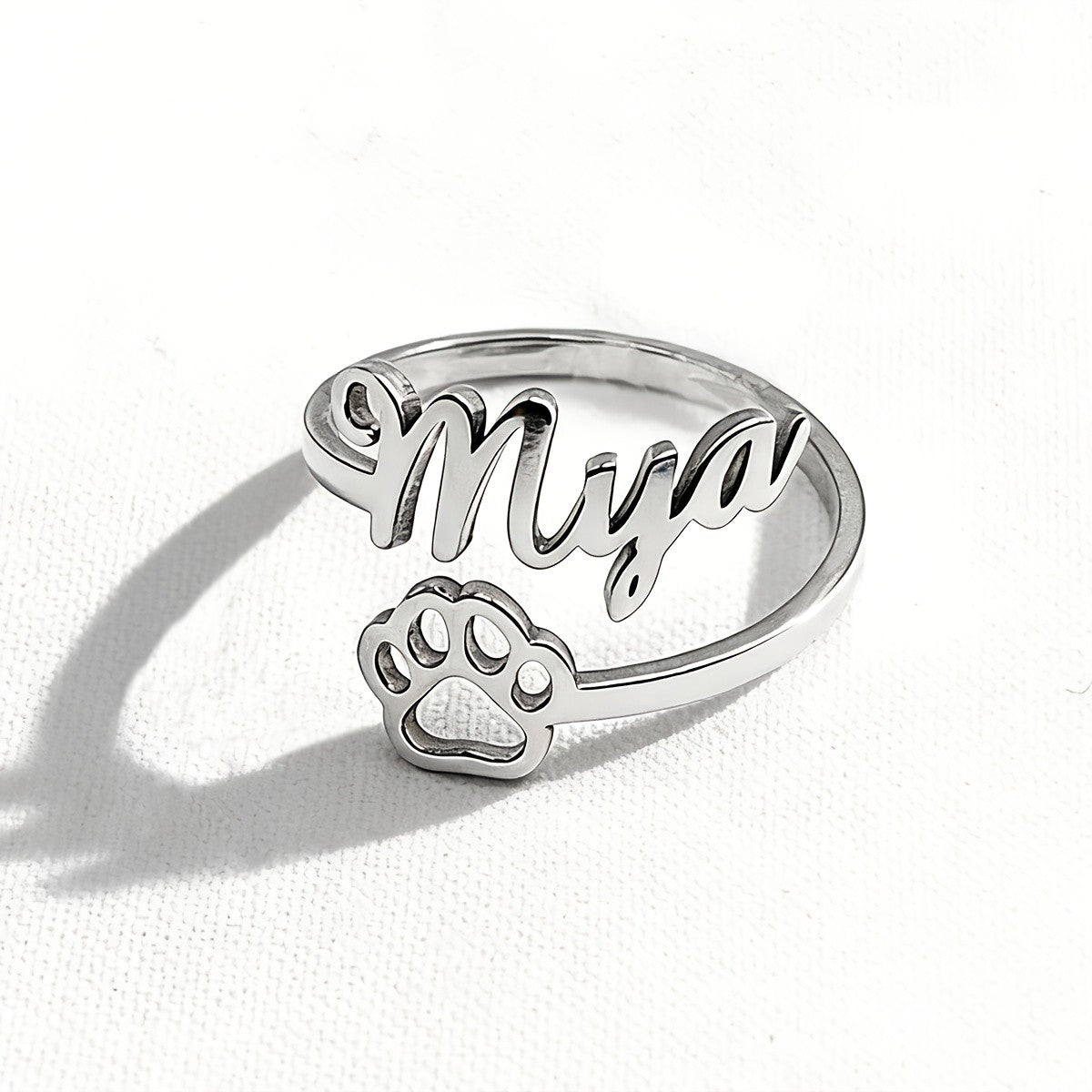 Custom Name Paw Print Ring