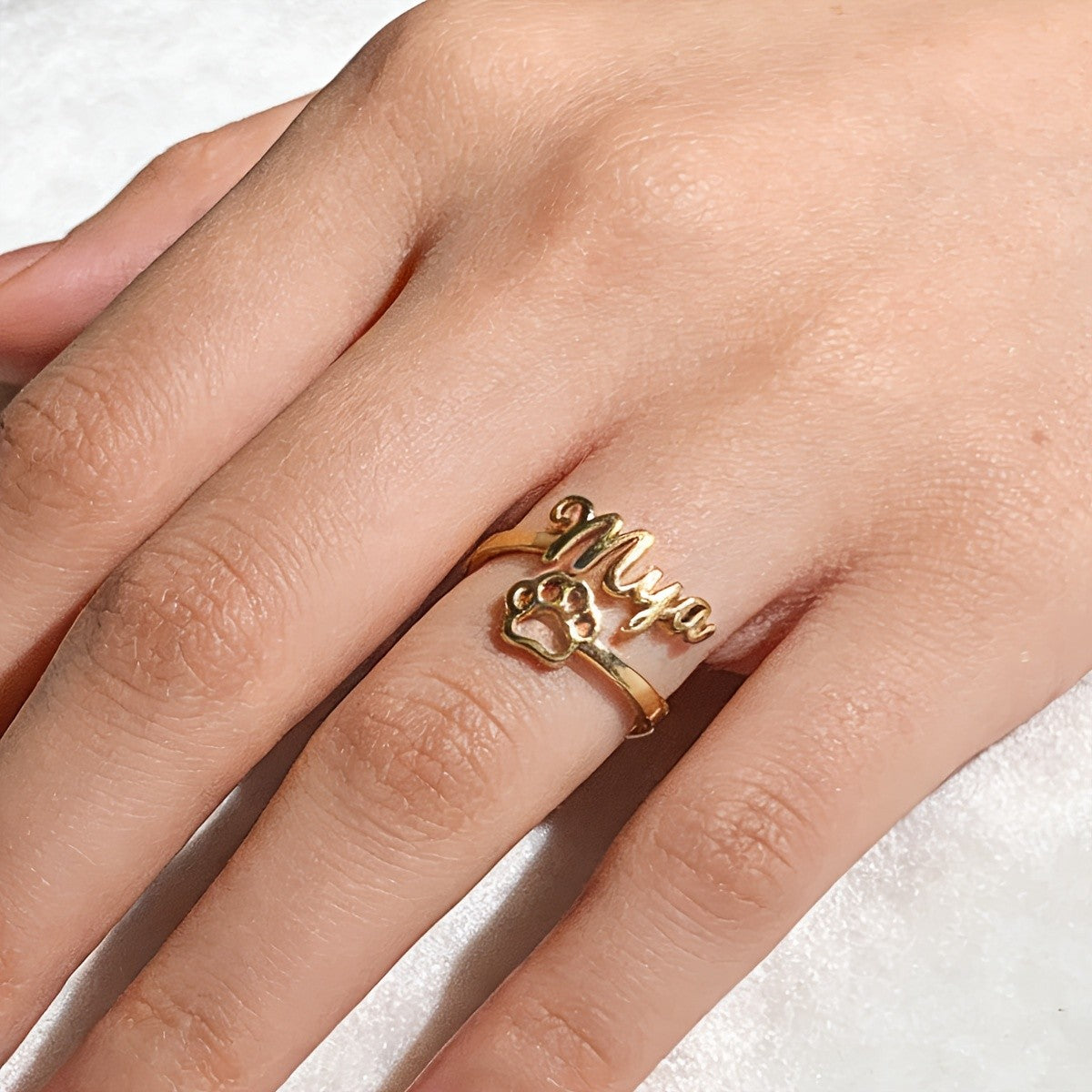 Custom Name Paw Print Ring
