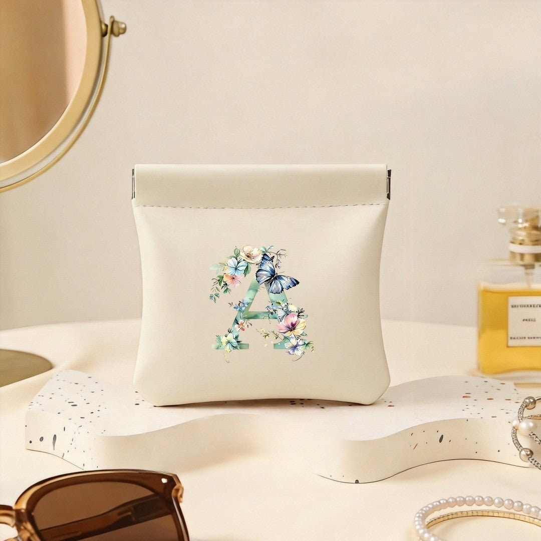 Floral Initial Storage Pouch
