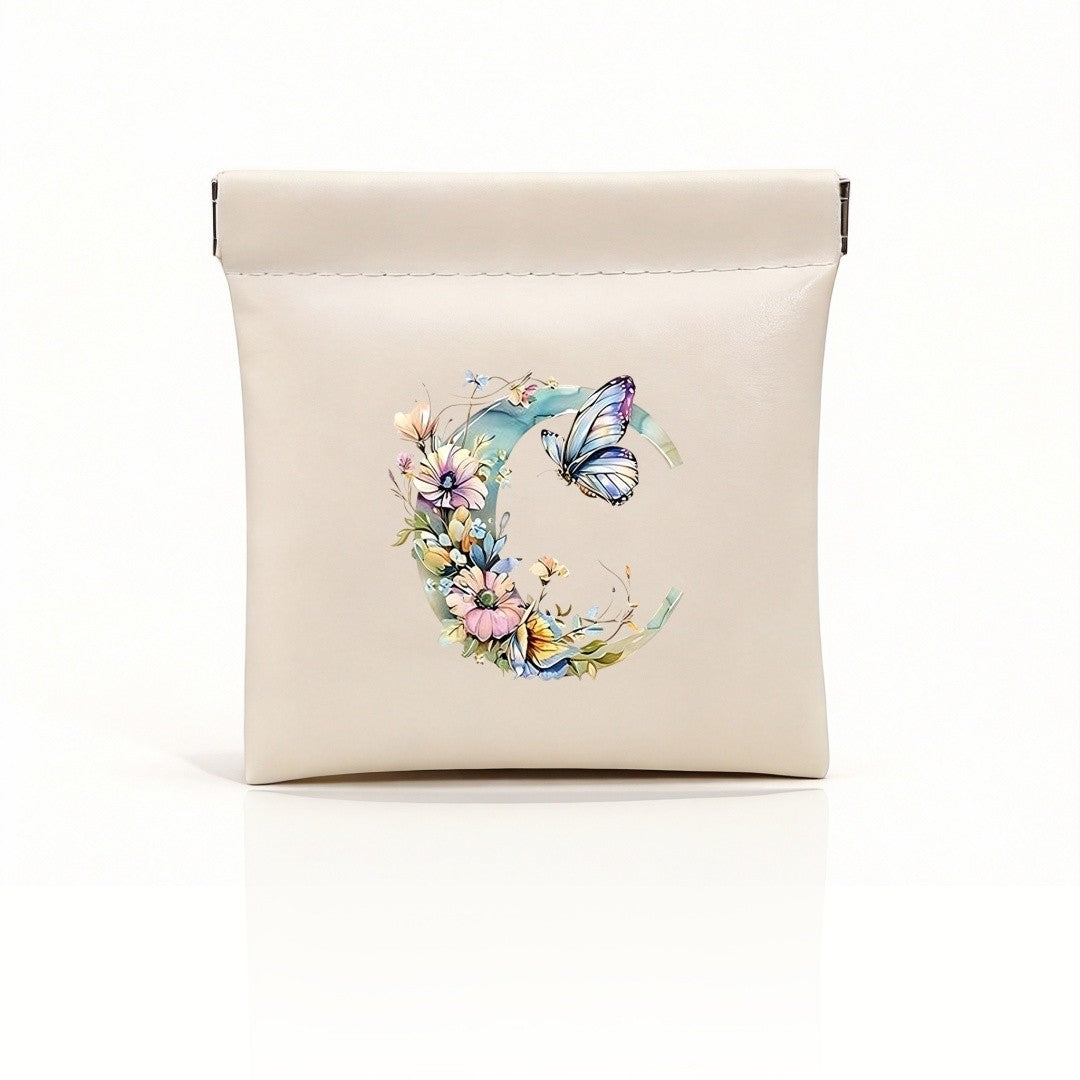 Floral Initial Storage Pouch