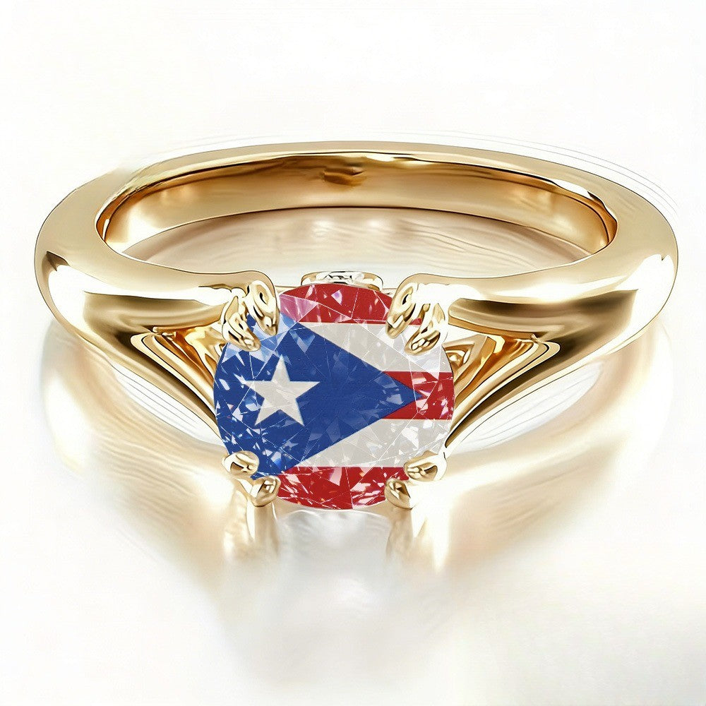 Puerto Rican Flag Stone Ring