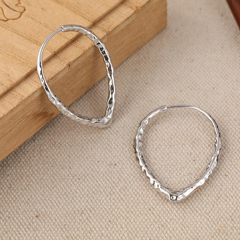 Hammered Teardrop Hoop Earrings