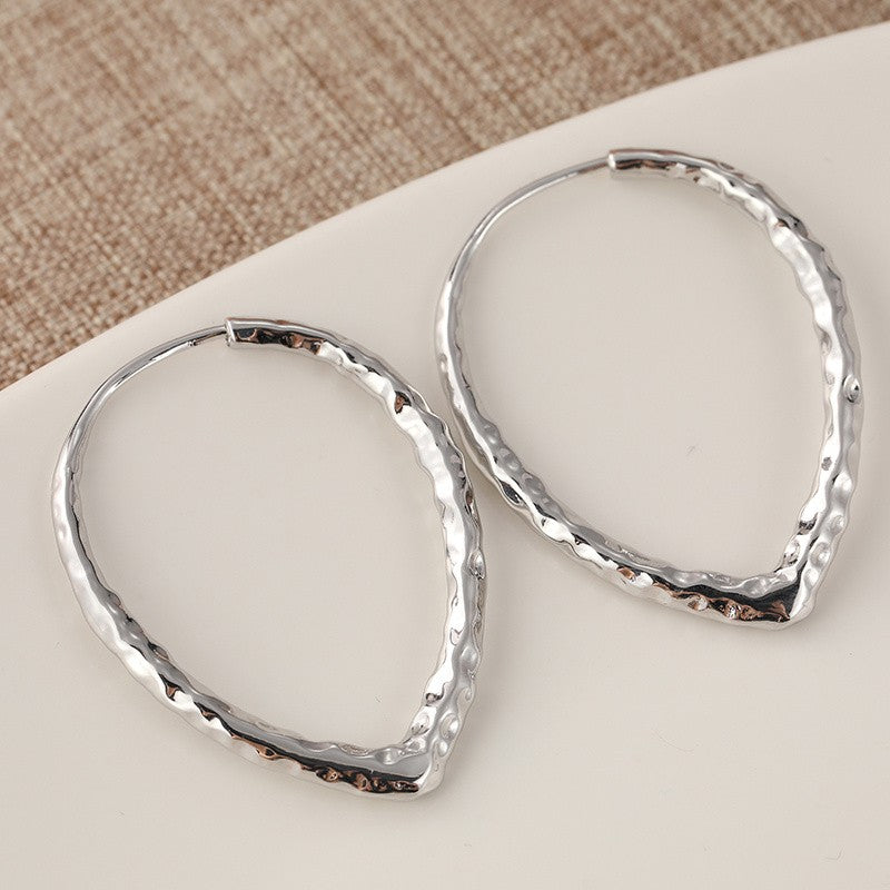 Hammered Teardrop Hoop Earrings