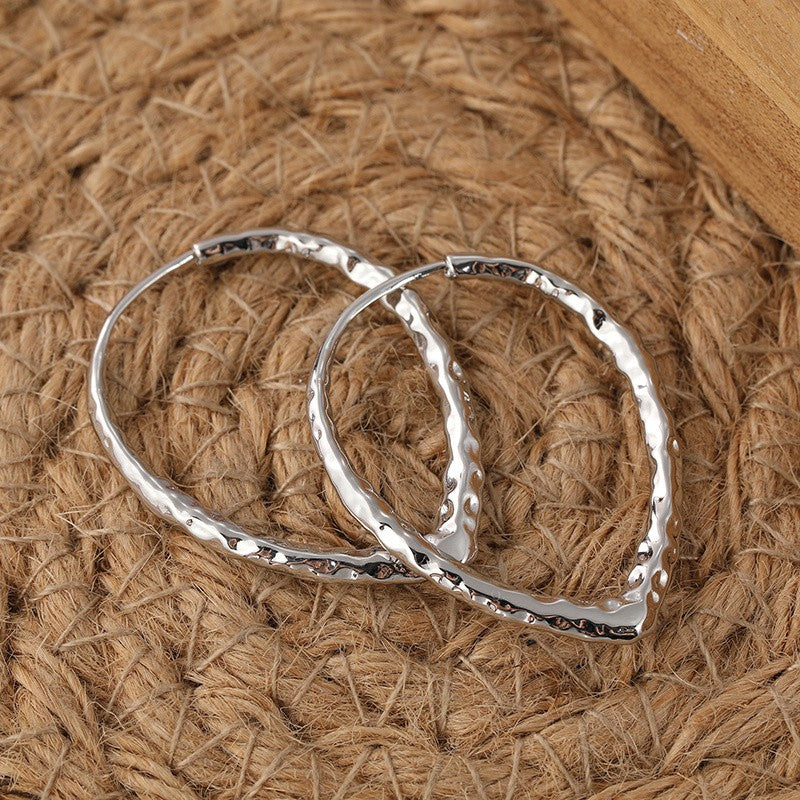 Hammered Teardrop Hoop Earrings