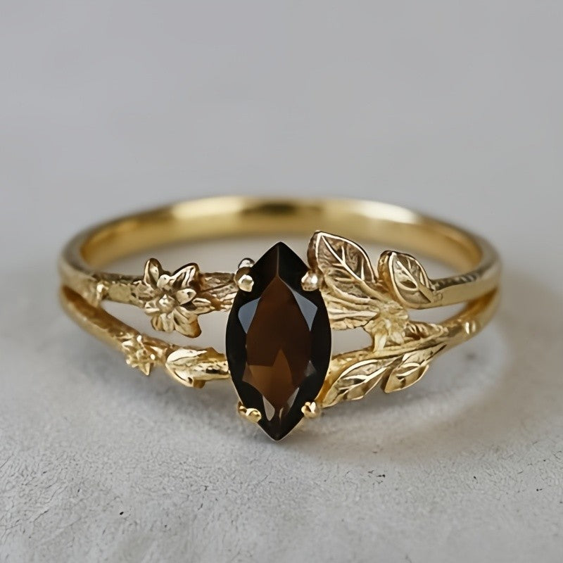 Marquise Leaf & Flower Ring