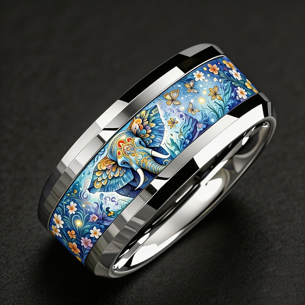 Blue Elephant & Butterfly Ring