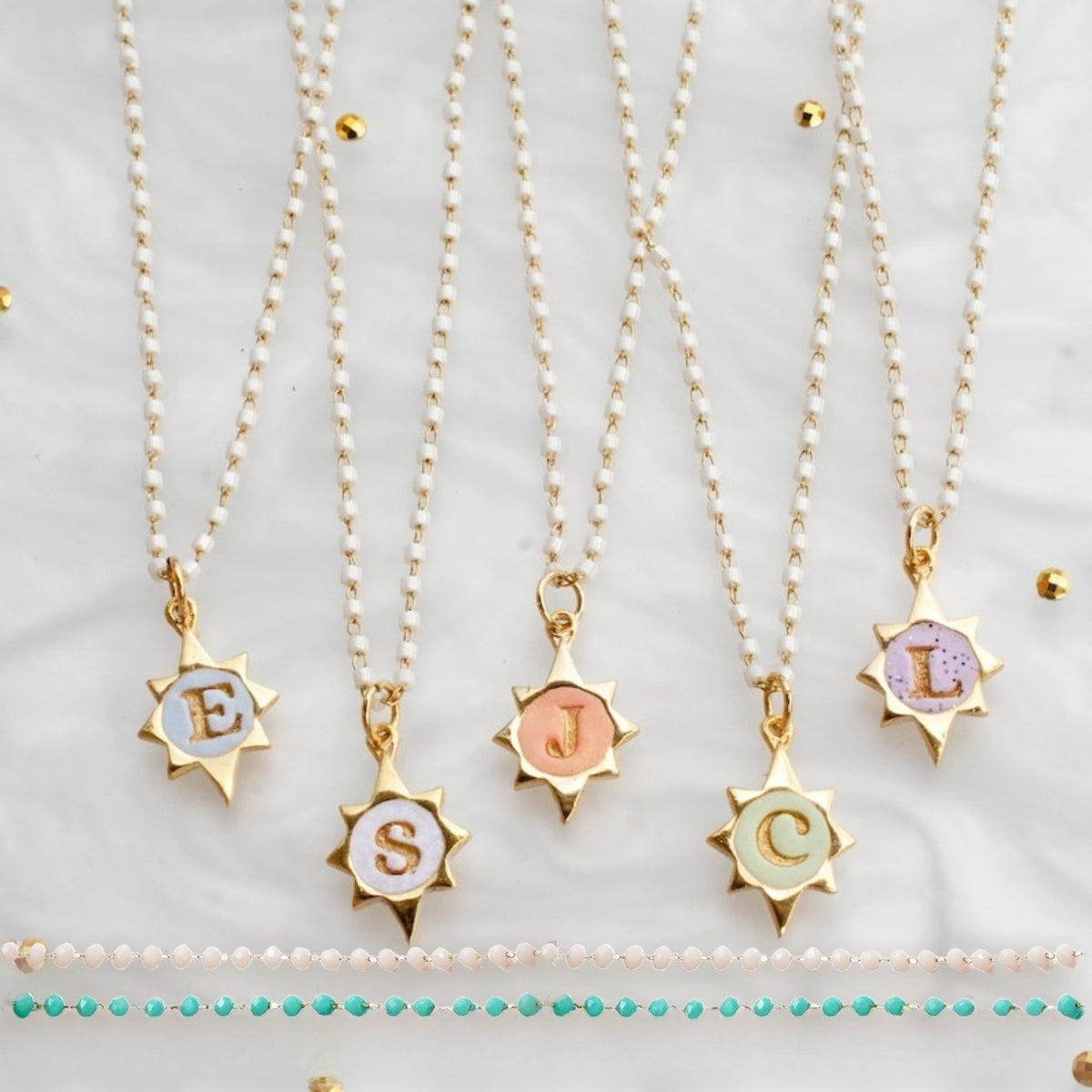 Pastel Initial Star Necklace