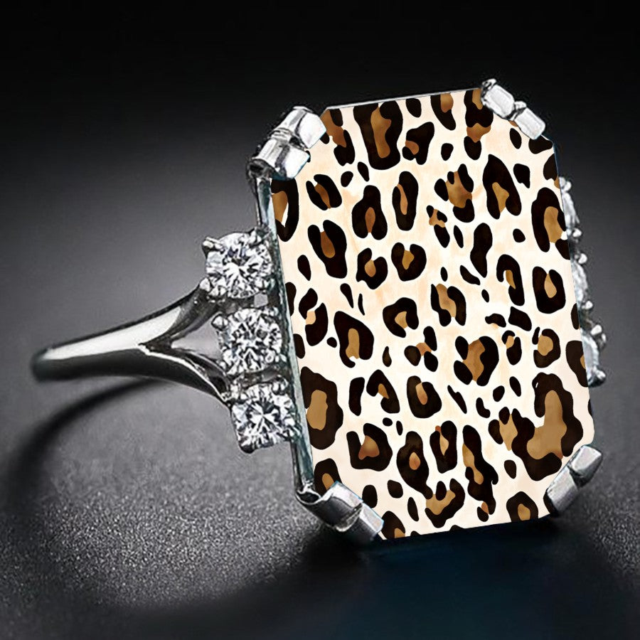 Leopard Print Crystal Ring