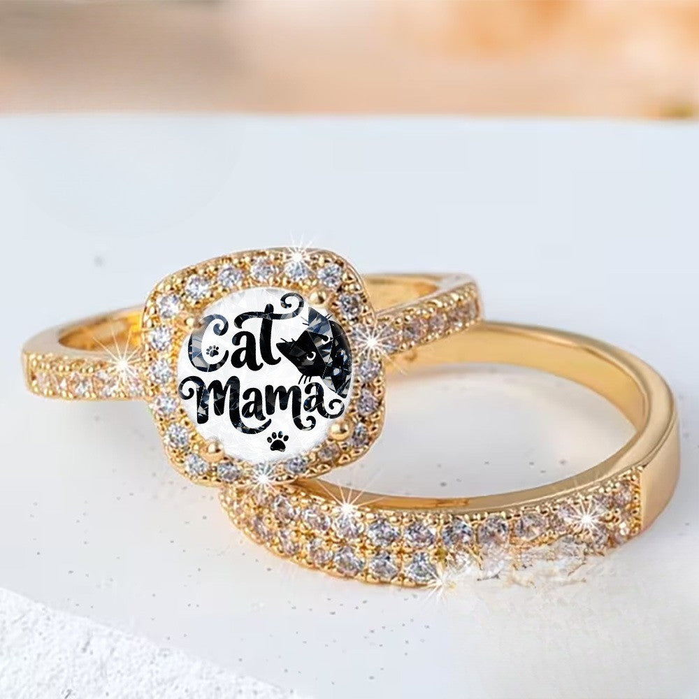 Cat Mama Square Ring Set
