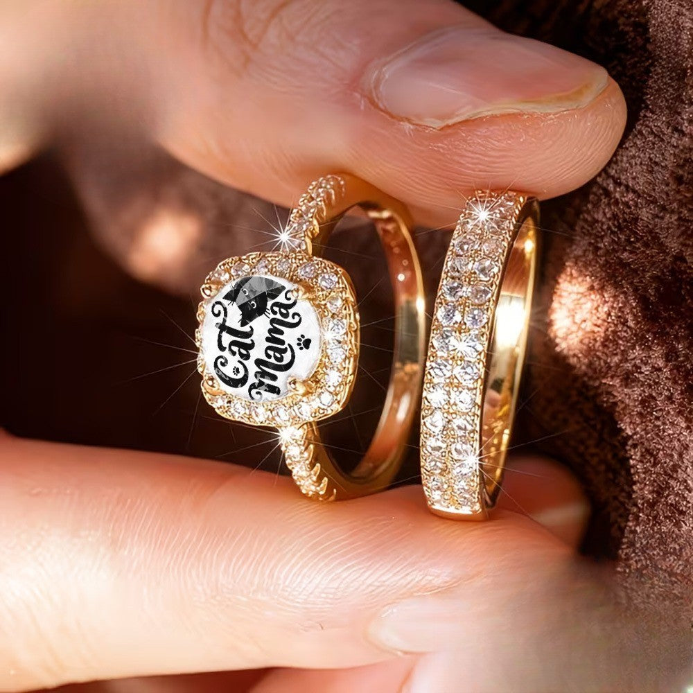 Cat Mama Square Ring Set