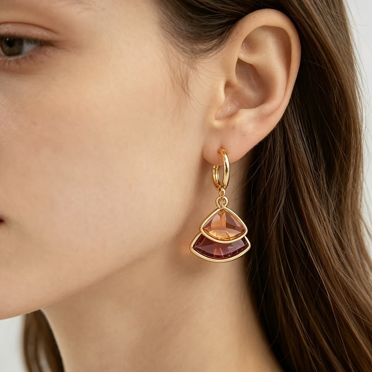 Amber Fan Drop Earrings